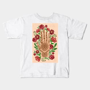 Floral Henna Hand Kids T-Shirt